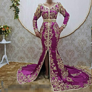 ZARI WORK KARAKOU CAFTAN DRESS WITH COLORFUL EMBROIDERY OF DABKA, CRYSTAL GLASS BEADS,GLASS STONE WORK FOR PARTY-WEAR @ 2022 - Product Image 1