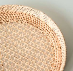 Bandeja para servir de ratán de diseño moderno, forma redonda de mesa, decoración tejida de alta calidad, Color marrón, para el hogar y la cocina - Product Image 2