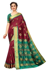 New Trending Banarasi Silk <b>Saree</b> <b>Blouse</b> Piece Free Size Party Wear Indian Women's Sari Wholesale Surat - Product Image 5