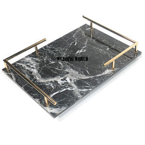 Plateau de service décoratif en marbre pour la cuisine Plateau design fait à la main de qualité supérieure Plateau de service en marbre classique et élégant en gros - Product Image 4