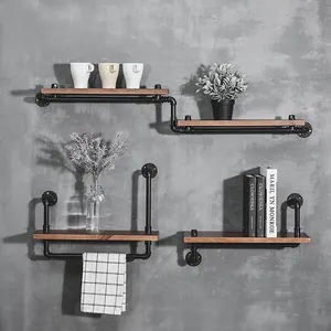 Benutzer definiertes Logo Nacht bett Smart Hanging Holz Wand halterung Floating Metal Storage Küche Badezimmer Wand Bücherregal