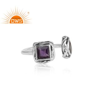 Bague en argent Sterling 925 style Antique pour femme, bijoux de créateur, améthyste et Iolite, pierre précieuse - Product Image 3