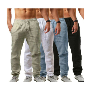 <b>Mens</b> Drawstring Casual <b>Linen</b> Baggy Yoga Pants Loose Straight <b>Beach</b> Long <b>Trousers</b> Bulk Quantity Custom Made Logos and Patches - Product Image 6