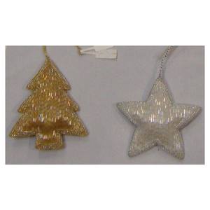 Christmas Hanging Ornament Beautiful Star & Tree Shape Beaded Work - Product Image 1
