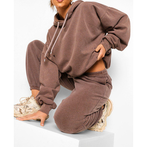 Topshow ชุดวอร์มผ้าฝ้ายแขนยาวสำหรับผู้หญิง,ชุดวิ่ง Midriff พร้อมโลโก้และสีที่กำหนดเอง - Product Image 4