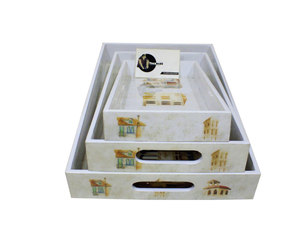 ชุดที่ให้บริการ MDF สามถาดสำหรับใช้ในบ้านสำนักงานหรือโรงแรมแบบอิตาลีทาสีเคลือบดีไซน์บ้านตามสั่งขนาดได้ - Product Image 2