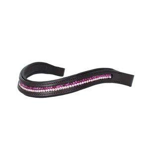 <b>Top</b> Quality Cow Leather Equestrian Horse Soft Padded <b>Crystalize</b> Brow Band Indian Wholesale Manufacturer All Sizes Available - Product Image 1