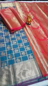 Ropa étnica Algodón Seda Sari Mujeres Use Prenda - Product Image 6