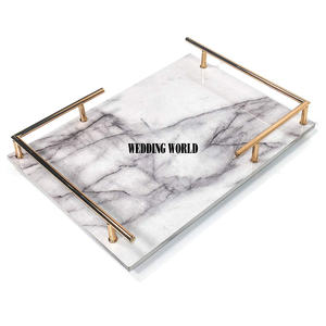 Bandeja de servicio de mármol Calidad Premium Plato de diseñador hecho a mano Clásico Elegante Venta al por mayor Lujo Nueva bandeja de mármol al por mayor - Product Image 5