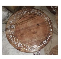 Vente d'usine, cadeau du Ramadan et de l'Aïd, plateau de service artisanal en bois d'acacia avec incrustation de nacre, chocolat, 35x35cm, qualité certifiée EPCH