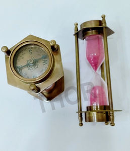 Minuterie de sable nautique en laiton Antique sablier Table horloge boussole à collectionner cadeau Maritime article - Product Image 2