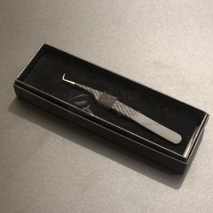 Professional Black Diamond Grip Eyelash Extension Volume <b>Tweezers</b> 90-Degree Angle Sustainable Stainless Steel Fiber Tip Type - Product Image 4