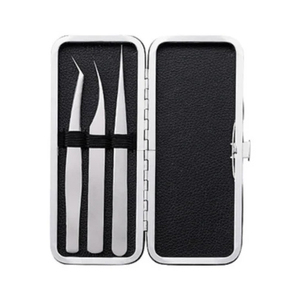 Pincettes d'extension de cils/J à pointes pointues et courbées Volume professionnel/pincettes d'extension de cils droites en acier inoxydable - Product Image 1