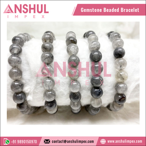 Latest Design Trendy Style Meditation Healing Cloudy Quartz Beaded Round <b>Gemstone</b> <b>Bracelet</b> at Best Price - Product Image 5