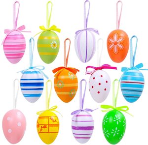 Colorful Plastic Easter Eggs Random Styles Hanging Easter Eggs for Hanging Ornaments Easter Decoration