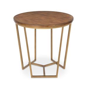 รอบโลหะยืนไม้อะคาเซียโต๊ะกาแฟด้านบนสำหรับห้องพักโรงแรมหรูในการขาย - Product Image 1