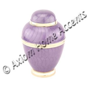 Urna de cremación de latón sólido, Perla de amatista y esmalte dorado, urna de cremación para cenizas humanos por acentos Axiom para el hogar - Product Image 1