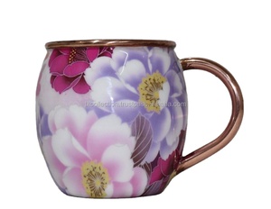 Moscow Mule <b>Mug</b> 100% Copper Pure Copper <b>Mug</b> High Quality Travel <b>Mug</b>, Digital Printed <b>Mug</b> , Flower Design Printed - Product Image 1
