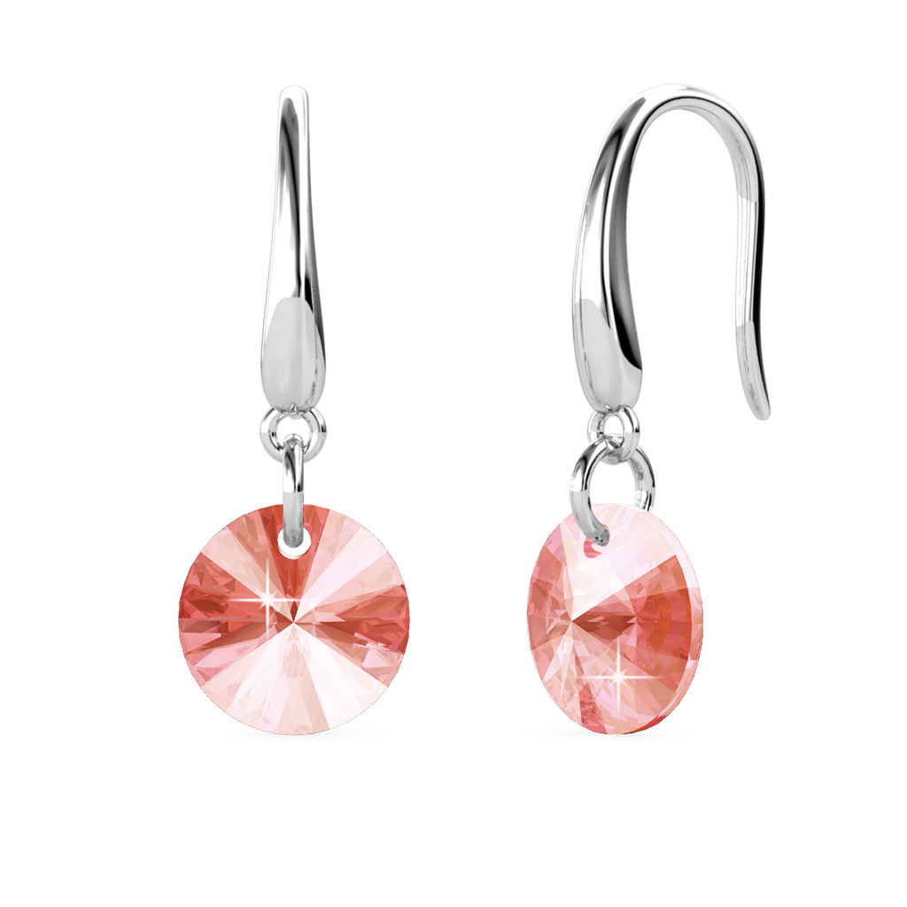 Brass With 18k White Gold Plated Earrings - Peach