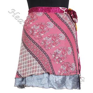 Mini jupes en soie pour femmes, style indien, Sari, à enrouler - Product Image 1