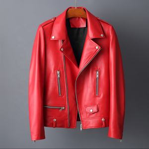New Stylish Fashion Custom Genuine Leather Stand Collar Motorcycle Slim Fit <b>Waterproof</b> Zipper Winter Jackets - Product Image 5