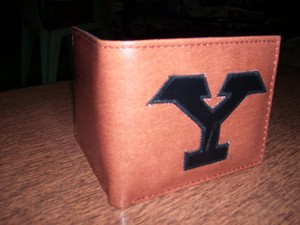Brown Color Y Alphabet Unisex PU <b>Trifold</b> <b>Wallets</b> with Hook & Loop Closure Durable Faux Leather Lining - Product Image 4