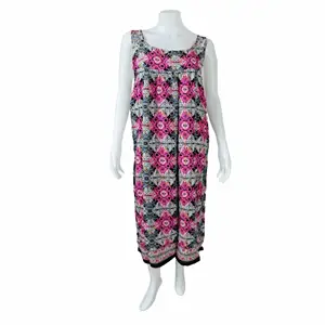 Pijamas de tres cuerdas con estampado Floral para mujer, gran oferta, Vestido largo de rayón