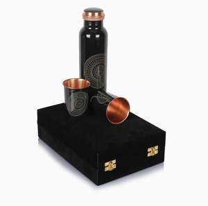 Minimalist Designer Matt Finished Pure Copper <b>Bottle</b> for Direct <b>Drinking</b> Water Flowing Method - Product Image 2