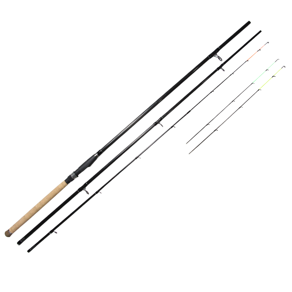 Vara de pesca de carbono, alto carbono, 3.6m, c. w, 80g, 120g, 150g, com duas pontas extra, suporte resistente, alimentador