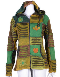 Verde RAZORCUT PATCHWORK elegante Bohemia señoras Sudadera con capucha CSWJ 459 - Product Image 1