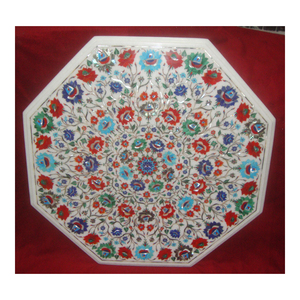 Handmade Unique And Expensive Marble Inlay Flower Design Table Tops - Product Image 1