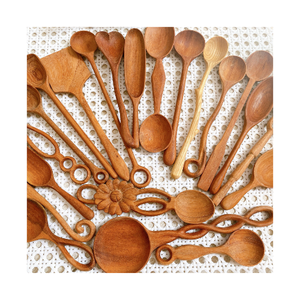 Cuchara de té de madera en forma de corazón, hecha de madera Natural, precio competitivo - Product Image 2