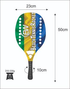 Raquettes de beach tennis avec face en fibre de carbone de 20 mm, poignée en fibre de carbone, filet en fibre de verre, poids 310-330 g, longueur 50 cm - Product Image 1