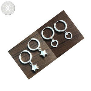 High Quality <b>Sterling</b> <b>Silver</b> <b>Hoops</b> with Charms Gold Plated Earrings for Wedding Engagement or Gift Number Shape Pattern - Product Image 1