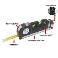 Niveau laser de nivellement avec règle de mesure en croix de 8 pieds, niveau laser professionnel 3 outils