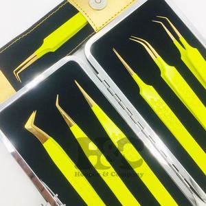 Pinzas de alta calidad Pinzas para pestañas Visón sostenible Punta dorada Pinzas para extensión de pestañas Mango de pestañas de acero inoxidable Logotipo personalizado - Product Image 3