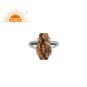 Bijoux en forme de cercueil fait à la main, pierre précieuse jaspe, argent 925, vente en gros, bague - Product Image 1