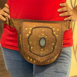 Handmade Vintage Genuine Leather Fanny Pack Waist Bag with Adjustable Strap Multi <b>Pocket</b> Women's Hip Bum Bag for Outdoors Travel - Product Image 3