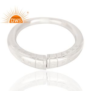 White Rhodium Plated Solid 925 Sterling Silver Handmade Open Able <b>Adjustable</b> <b>Ring</b> Plain Silver Jewelry Manufacturer - Product Image 2