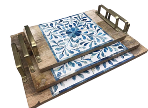 Bandeja de Servicio Árabe para Regalo de Eid, Hecha a Mano con Incrustaciones de Nácar, 38X25X3.75cm, Madera, Certificación EPCH, para Uso en Hoteles y Restaurantes - Product Image 5