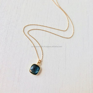 Collier avec pendentif en or et pierre précieuse, 925 en argent Sterling, topaze, londres, bleu, bijoux faits main - Product Image 2