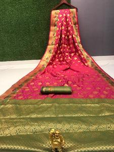 Saris en soie tissée à la main Banarasi - Derniers modèles de créateurs, taille unique, multicolores - Product Image 5