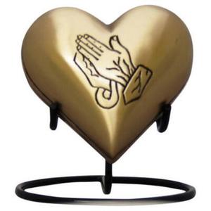 Urne souvenir coeur élégante faite à la main pour les cendres coeur enduit d'étain uni avec urne souvenir support - Product Image 6