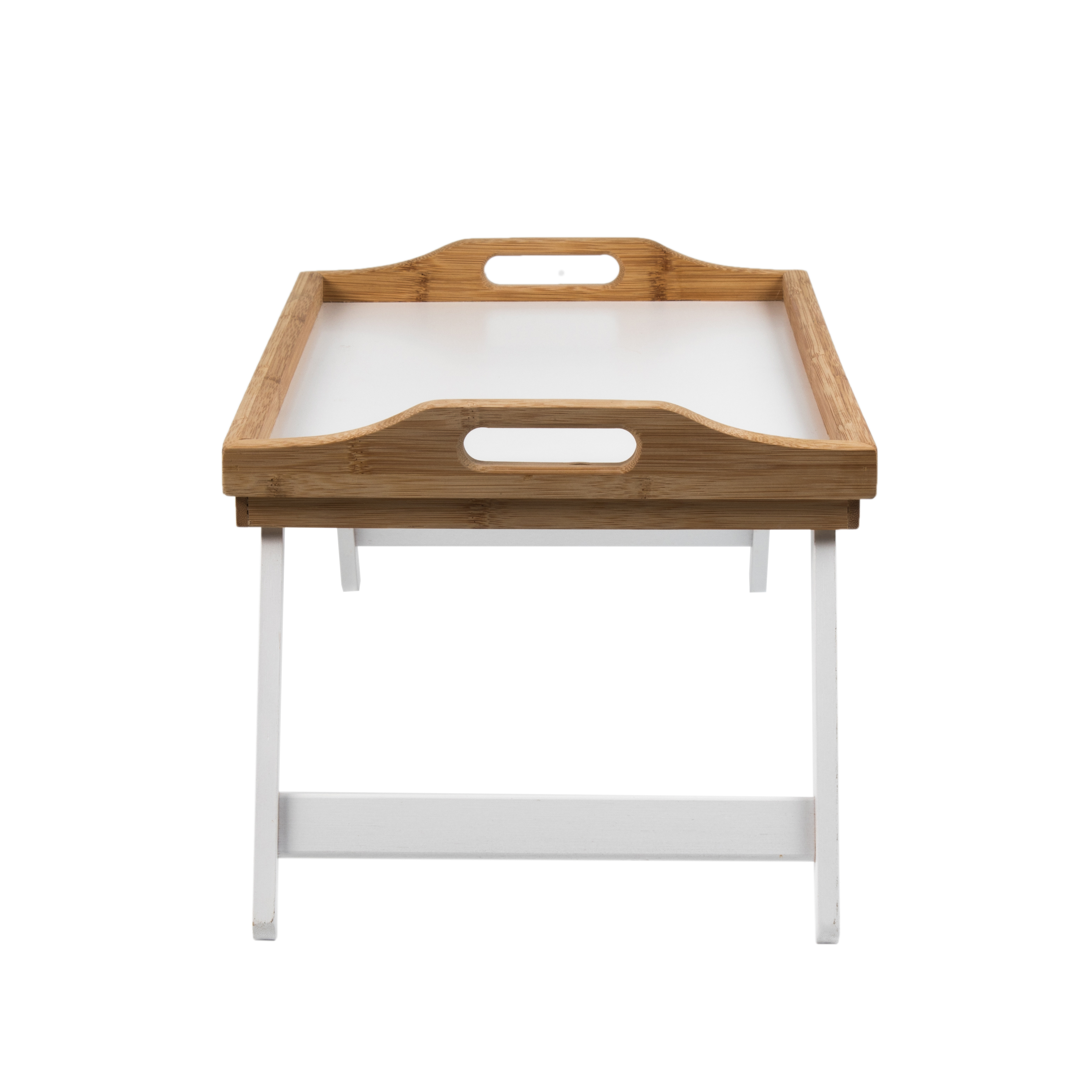 Bamboo Wooden Folding Bed Breakfast Table Coffee Serving Tray With Foldable Leg