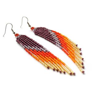 <b>Long</b> Seed Bead Fringe <b>Earrings</b> - Product Image 1