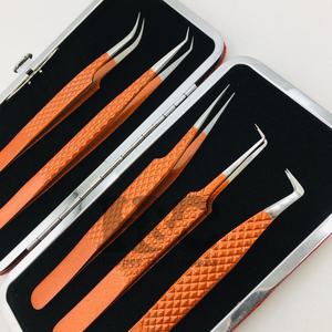 Offres exceptionnelles : Pinces à extensions de cils personnalisées avec logo, nouveau style, en acier inoxydable, avec emballage premium, pinces à cils en vison plat - Product Image 3