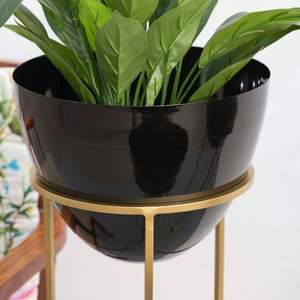 Pots de fleurs décoratifs pour jardin, 12 pièces, plantes en métal plaqué or, à l'intérieur et à l'extérieur, support en métal - Product Image 6
