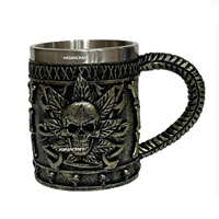 Tasse à boisson en acier inoxydable, pour la maison et les hôtels, style gothique, à Double paroi, chope, gobelet en forme du chevalier Tankard, Dragon et loup