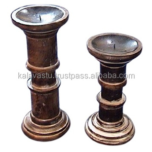 Nuevo portavelas de pilar de madera hecho a mano de Kalavastu para arte y coleccionable - Product Image 4