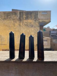 Torre de varita de puntos de obsidiana negra NATURAL, torre de varita de doble punto, Torre Negra pulida, punta de tubo de alta calidad - Product Image 3